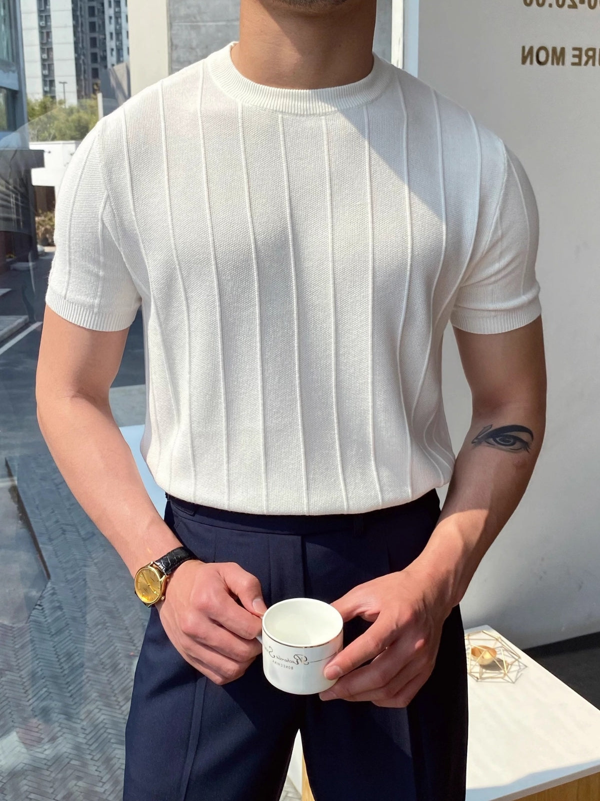 The Vincenzo Muscle Fit Knitted Round Neck T-Shirt