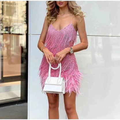 Chloe - Feather Mini Dress